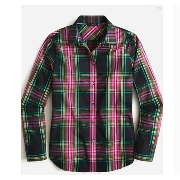 NWT J. Crew Slim-fit Button Down Shirt in Pink Stewart Tartan Size 12 - Picture 1 of 8